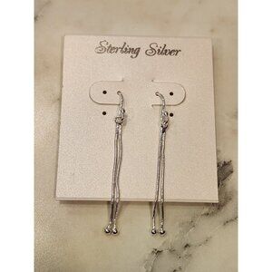 Sterling Silver Dangle Earrings With Chain Drop Design